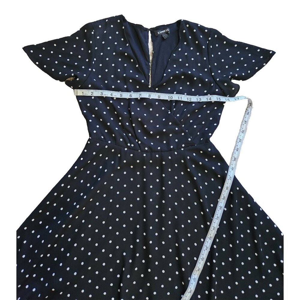 Express Polka Dot Flutter Sleeve Fit & Flare Dres… - image 6
